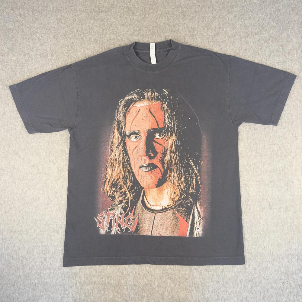 Sting nWo Wolfpac Shirt Mens Large Black Wrestling Graphic Tee T-Shirt USA